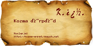 Kozma Árpád névjegykártya
